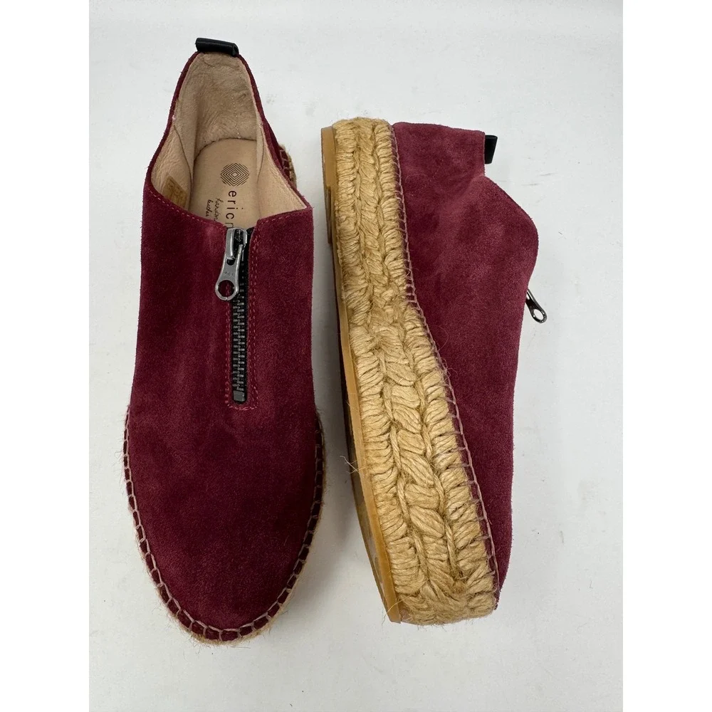 Eric Michael Serena Slip-On Suede Zip Espadrille Platform Made in Spain Size 37